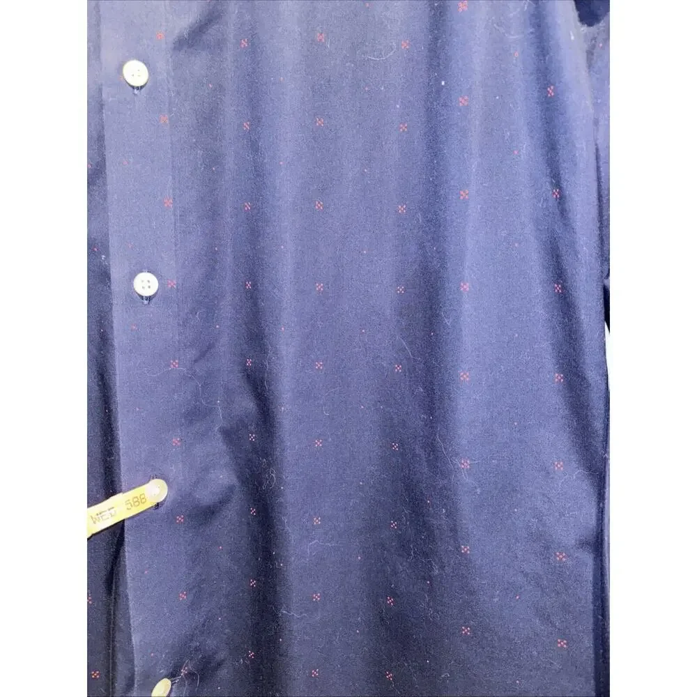 Banana Republic Mens Large Non-Iron Standard Fit Navy Red Print 100% Cotton EUC